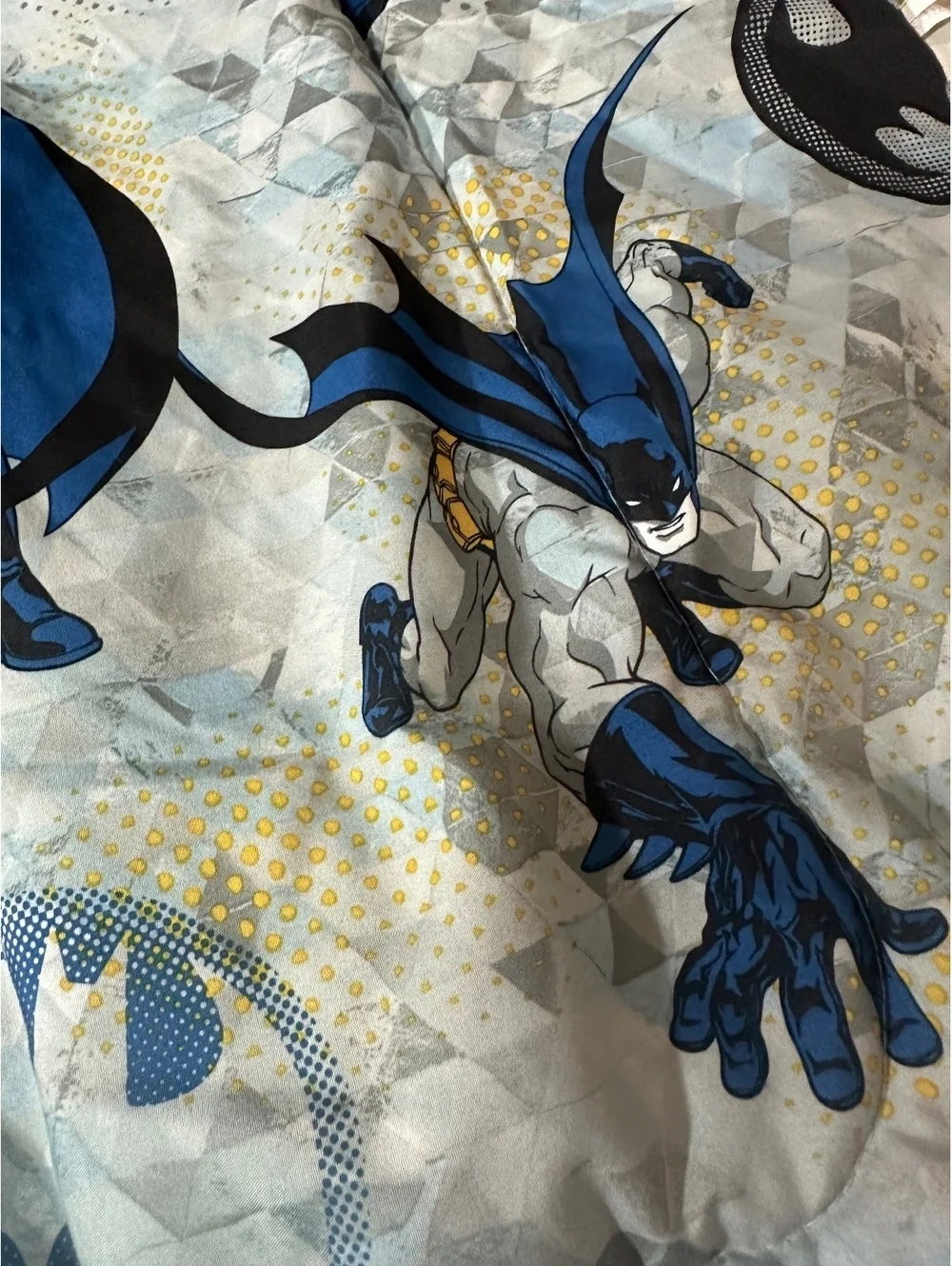 VTG 1991 Batman Twin Comforter Bedding DC Comics Blue Black Geometric Retro Y2K